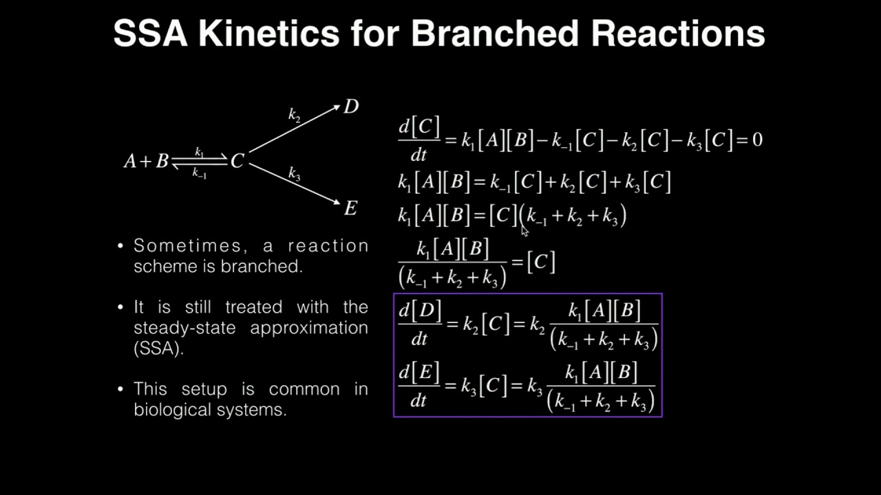 Kinetics of Branched Reaction Schemes Using Steady-State Approximation