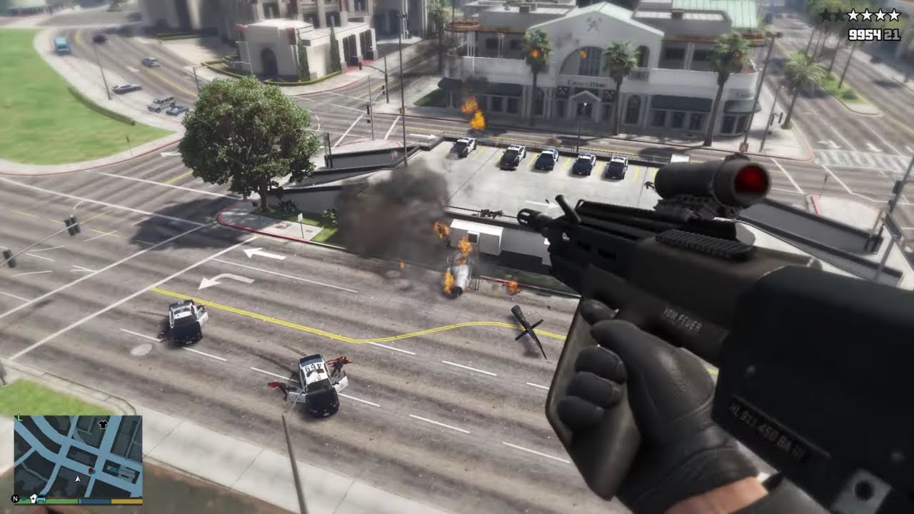 GTA 5 - Michael’s Cop Sniper Rampage + Ten Star Escape