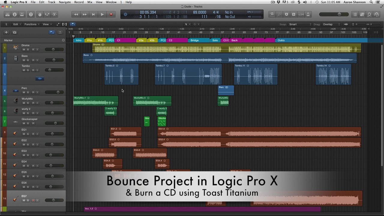 14. Bounce Project (logic pro x) & Burn CD (toast)