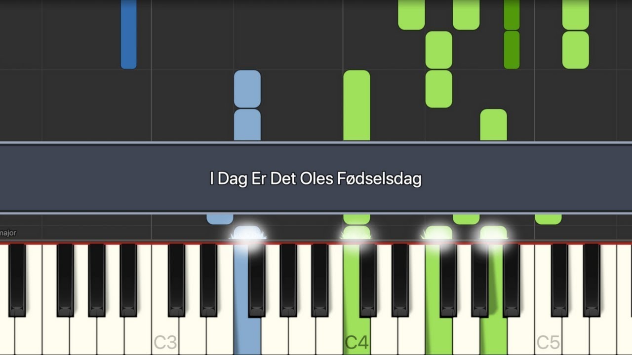 [Play/Sing] I Dag Er Det Oles Fødselsdag (All verses + lyrics) Piano
