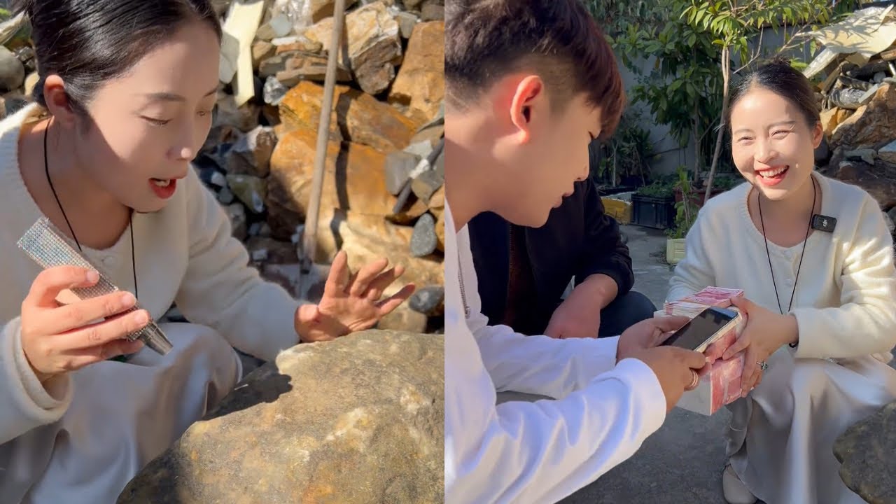 翡翠拿来门口当风水石，小娟收获意想不到的惊喜？ #翡翠 #翡翠手镯 #翡翠珠宝 #翡翠定制