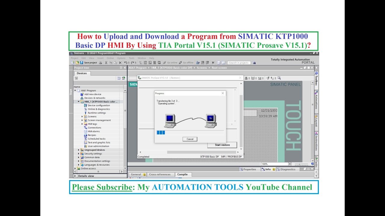 How to Upload and Download a Program from SIMATIC KTP1000 Basic DP HMI By Using TIA Portal V15.1?