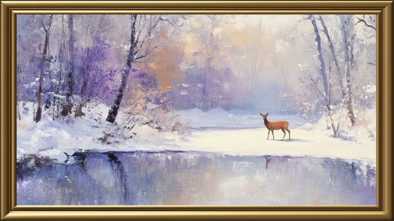 SNOW LAKE | FRAMED TV ART WALLPAPER SCREENSAVER BACKGROUND | 2 HRS