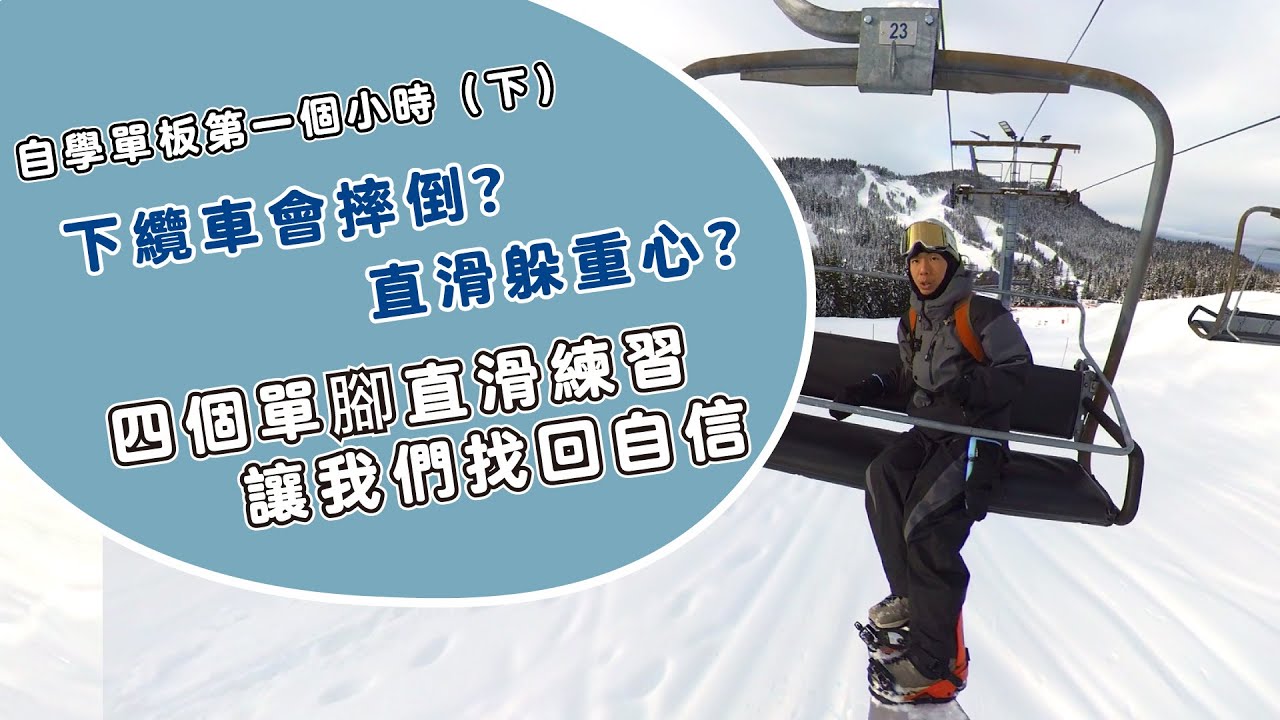 單板自學教學單腳直滑｜上纜車之前需要具備的基本能力,這集我們會學習到怎麼利用地形直滑 煞車 與控制方向（下）