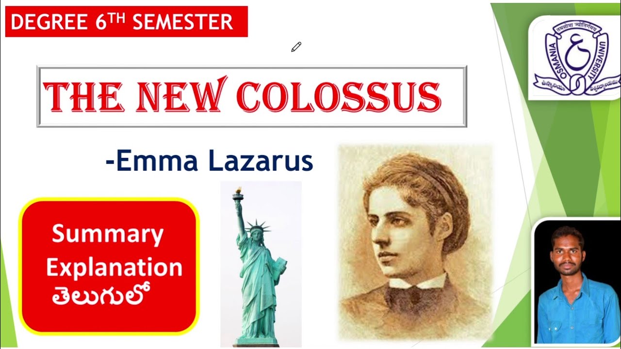 DEGREE 6TH SEM THE NEW COLOSSUS EMMA LAZARAUS  SUMMARY EXPLANATION IN TELUGU #THE_NEW_COLOSSUS #OU