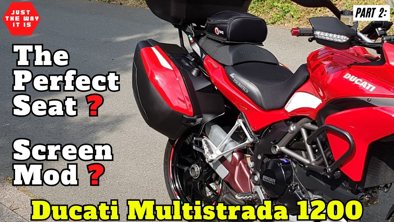 Ducati Multistrada 1200 Touratech DriRide Seat and Windscreen modification and WRS Short screen test
