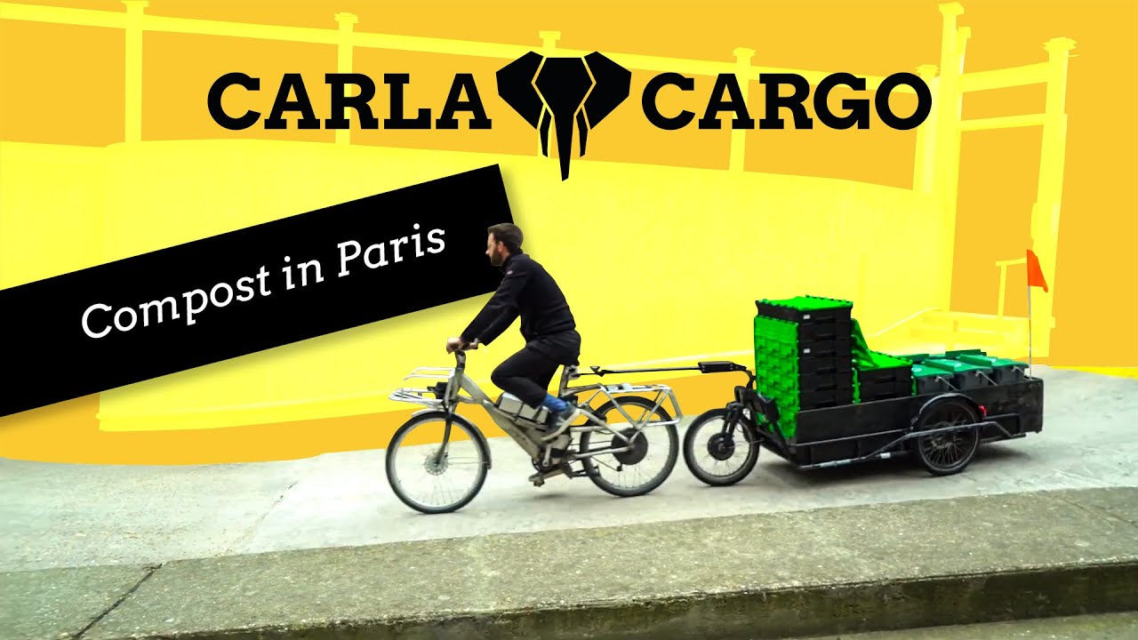Kompost in Paris transportiert vom Lastenanhänger!