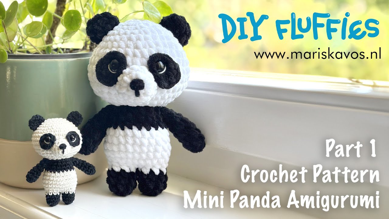 How to crochet a cute Panda bear mini Plushie Amigurumi tutorial for beginners - Part 1