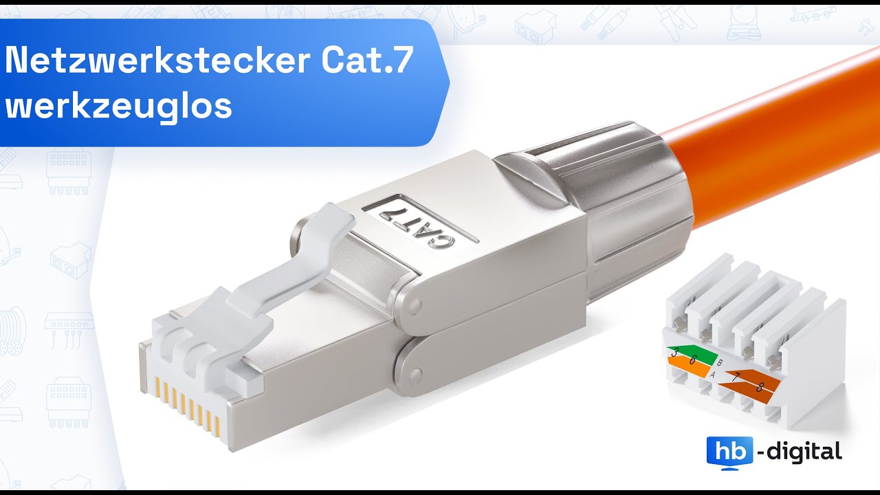 Installation Netzwerkstecker Connector Cat7 Montage-Anleitung Werkzeuglos &Uuml;bersicht hb-digital 5712