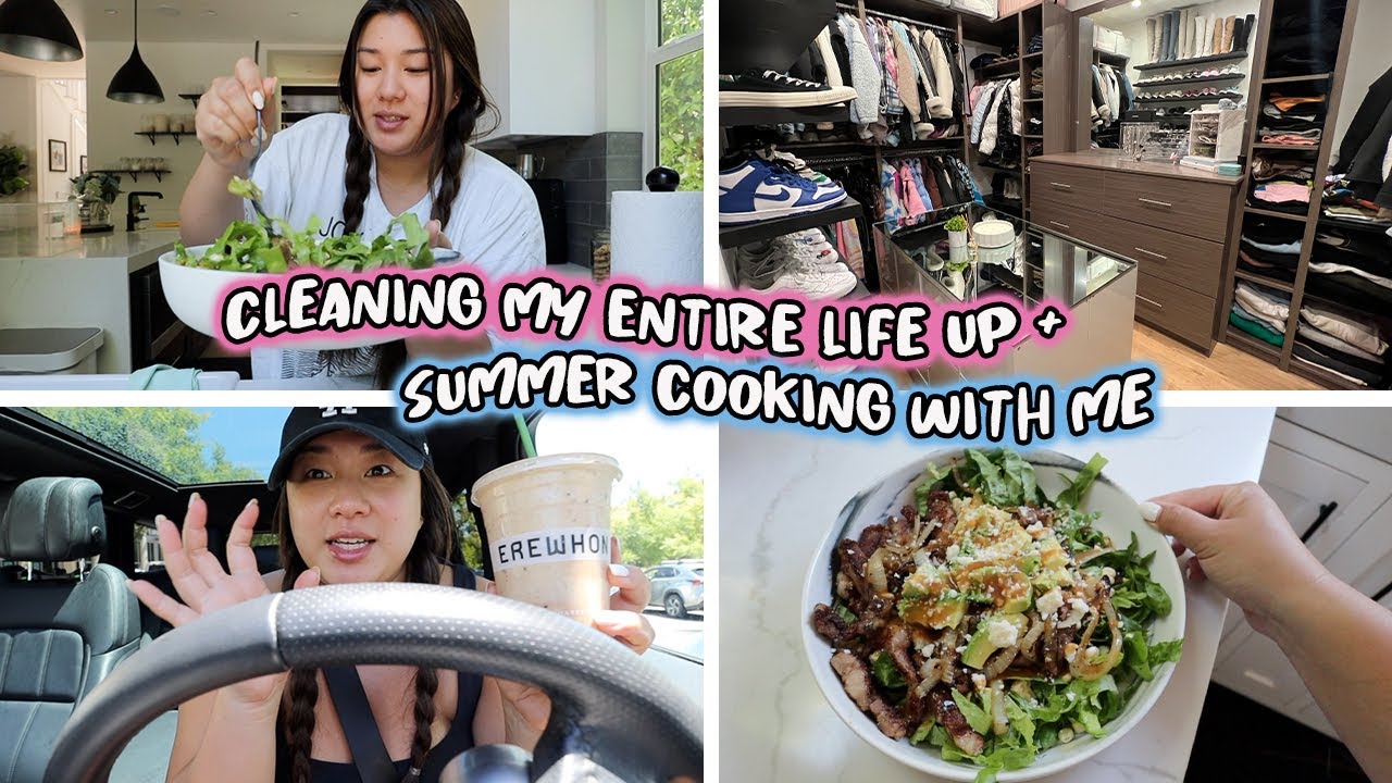CLEANING MY ENTIRE LIFE UP + summer cooking with me!!