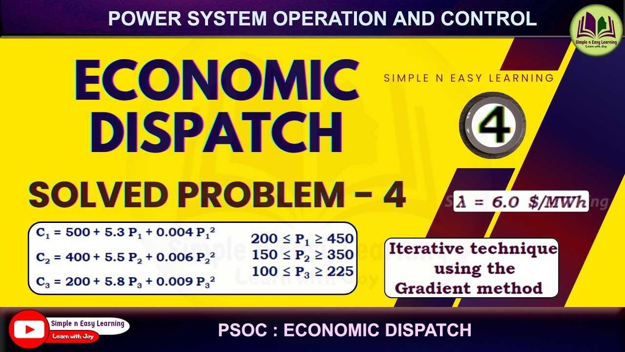 Economic Dispatch | Solved Problem - 4| Power system operation and control| Gradient Method | Lambda