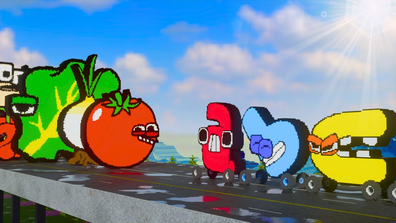 Lowercase Alphabet Lore Cars vs FOOD Lore WALLS in Teardown