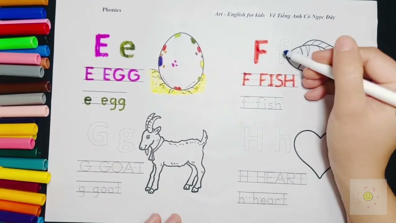 🎨✏️ Phonics - Color & Trace P2 (E - H) | Tô Màu & Luyện Viết Từ vựng theo từng chữ cái Tiếng Anh P2
