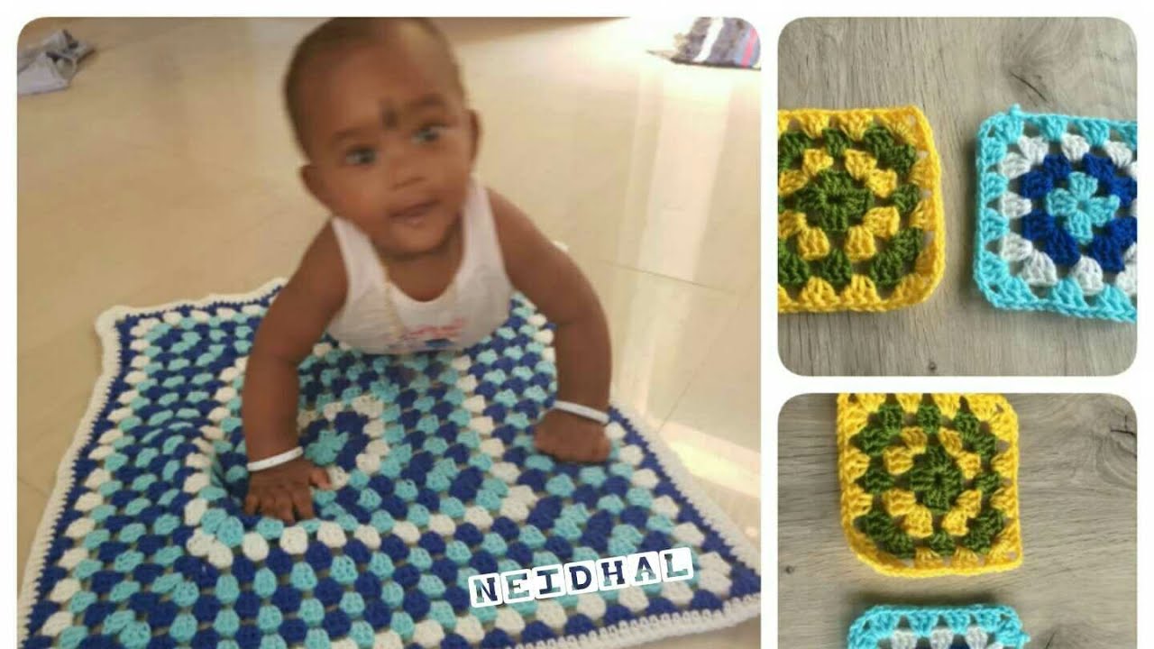 கிராணி ஸ்க்யெர் பேபி போர்வை- Easy Crochet Granny Square Pattern | Crochet Baby Blanket in Tamil