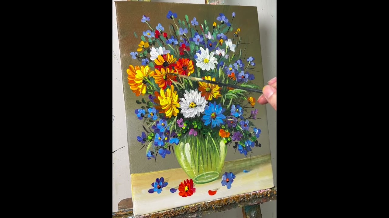 Super Simple Flower Painting for Beginners / Acrylic Painting for Beginners
