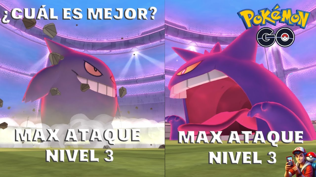 ¡POTENCIA PURA! COMPARACIÓN DE ATAQUES: GENGAR GIGAMAX NIVEL 3 VS. DINAMAX NIVEL 3.