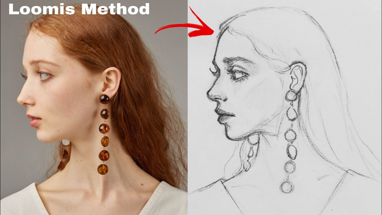 How to Draw a Portrait using Loomis Method Side view| Rini8sh