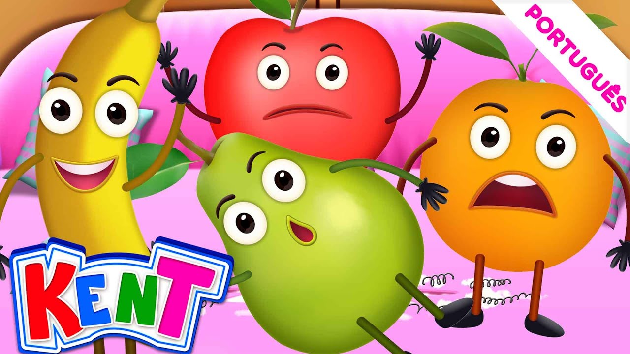 Kent o Elefante🍎🍌CINCO FRUTAS fofas pulando na cama | Portuguese for Kids