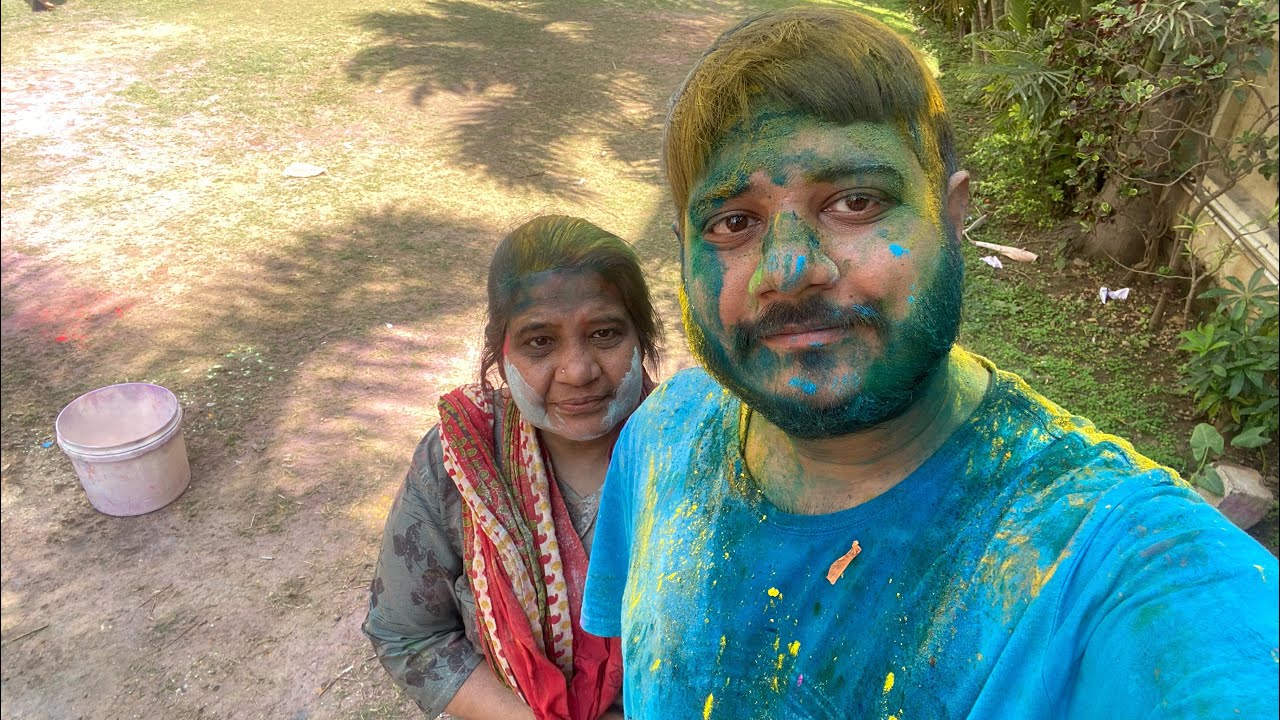Happy holi 2026 🥳 holi with ganesh ji and family