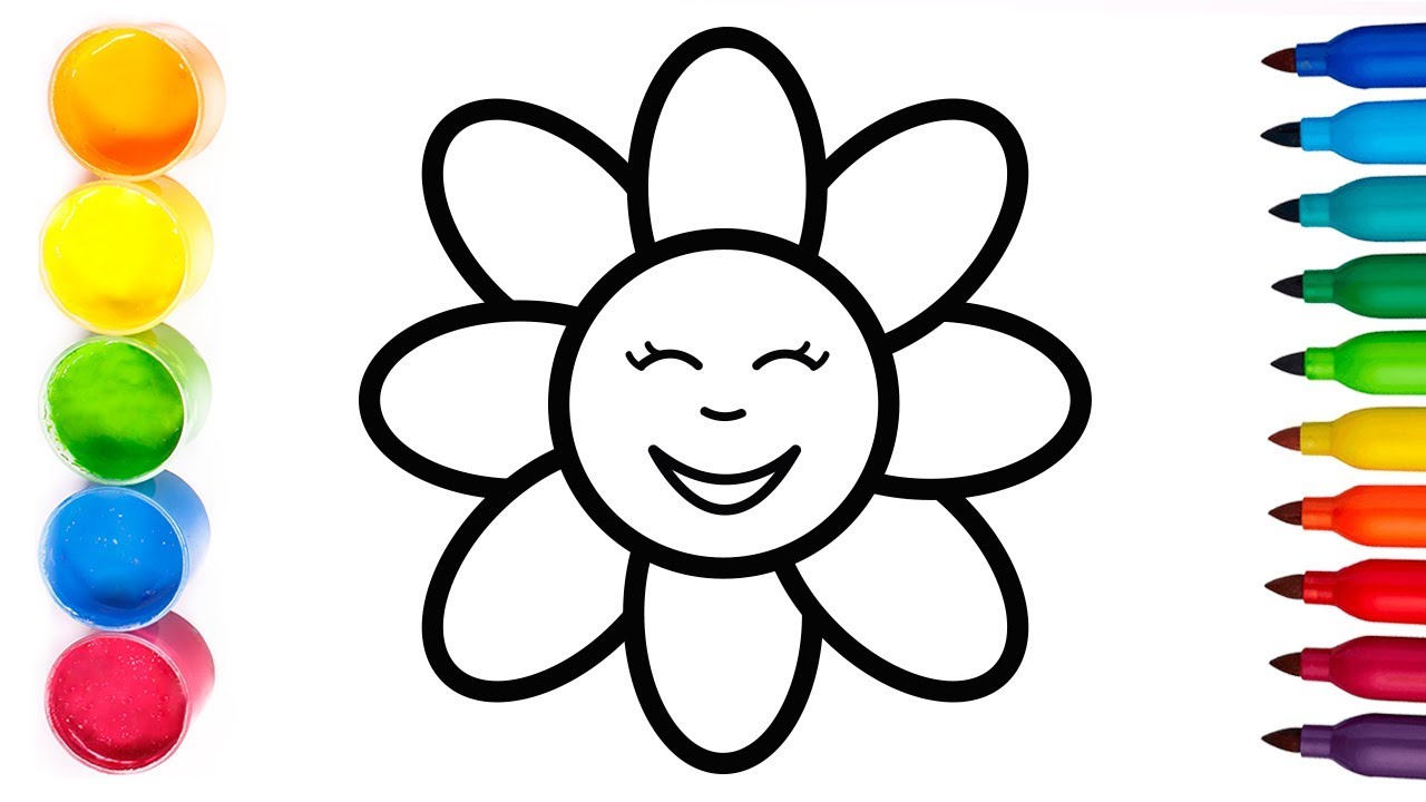 Glitter ✨Dibujamos una FLOR 🌼 Dibuja y colorea 💫 Coloring and Drawing