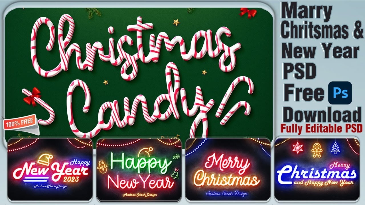 Merry Christmas & New Year Text Effect PSD Free Download || Nitesh GFX ||