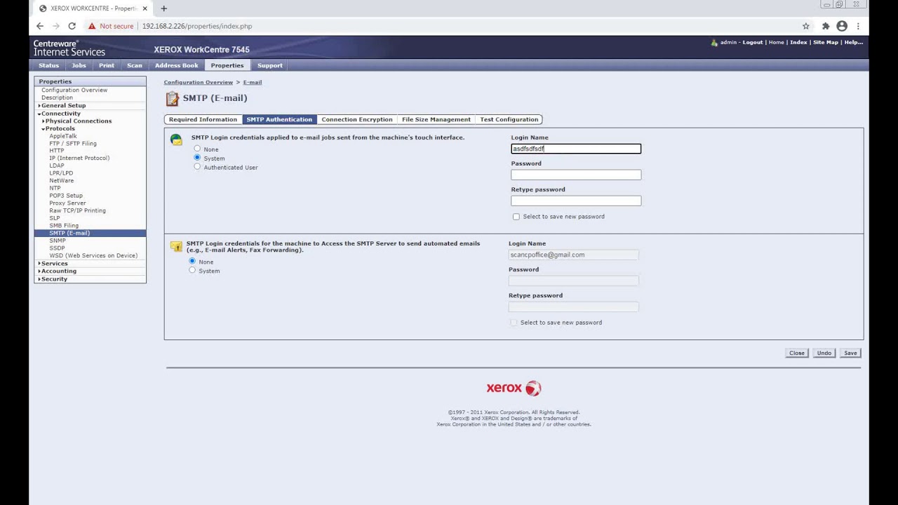 how to setup scan to email in xerox 75xx