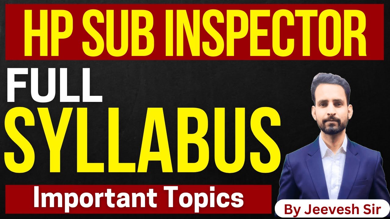 HP Sub Inspector 2025 | Full Syllabus | Important Topics #hpsi #hppolice #hprca