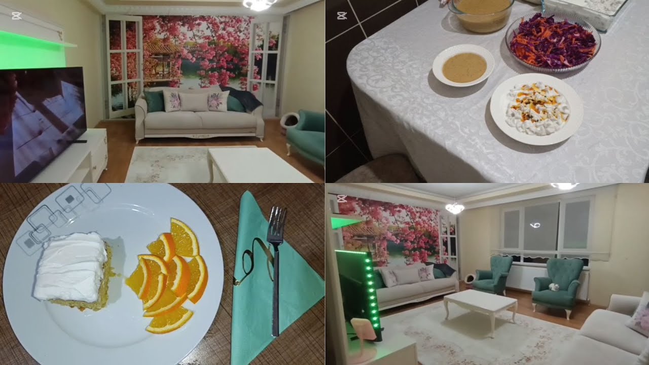 Salon dip köşe temizliği/akşam yemeği/tatlı 