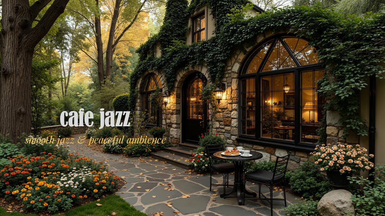 Осенний Утренний Джаз В Кафе Cozy Garden Café | Мягкий Инструментальный Джаз И Умиротворяющая Атм...