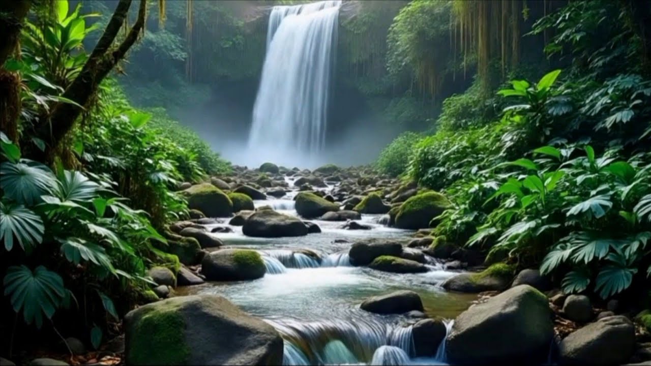 Birds chirping and river flow, a calming forest atmosphere for deep sleep and mind relaxation