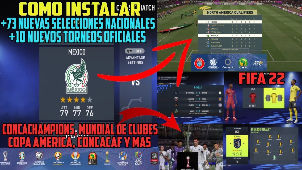 78 Nuevas Selecciones en FIFA 22 Cómo Añadirlas / CONCACHAMPIONS, Mundial de Clubes y Copa América