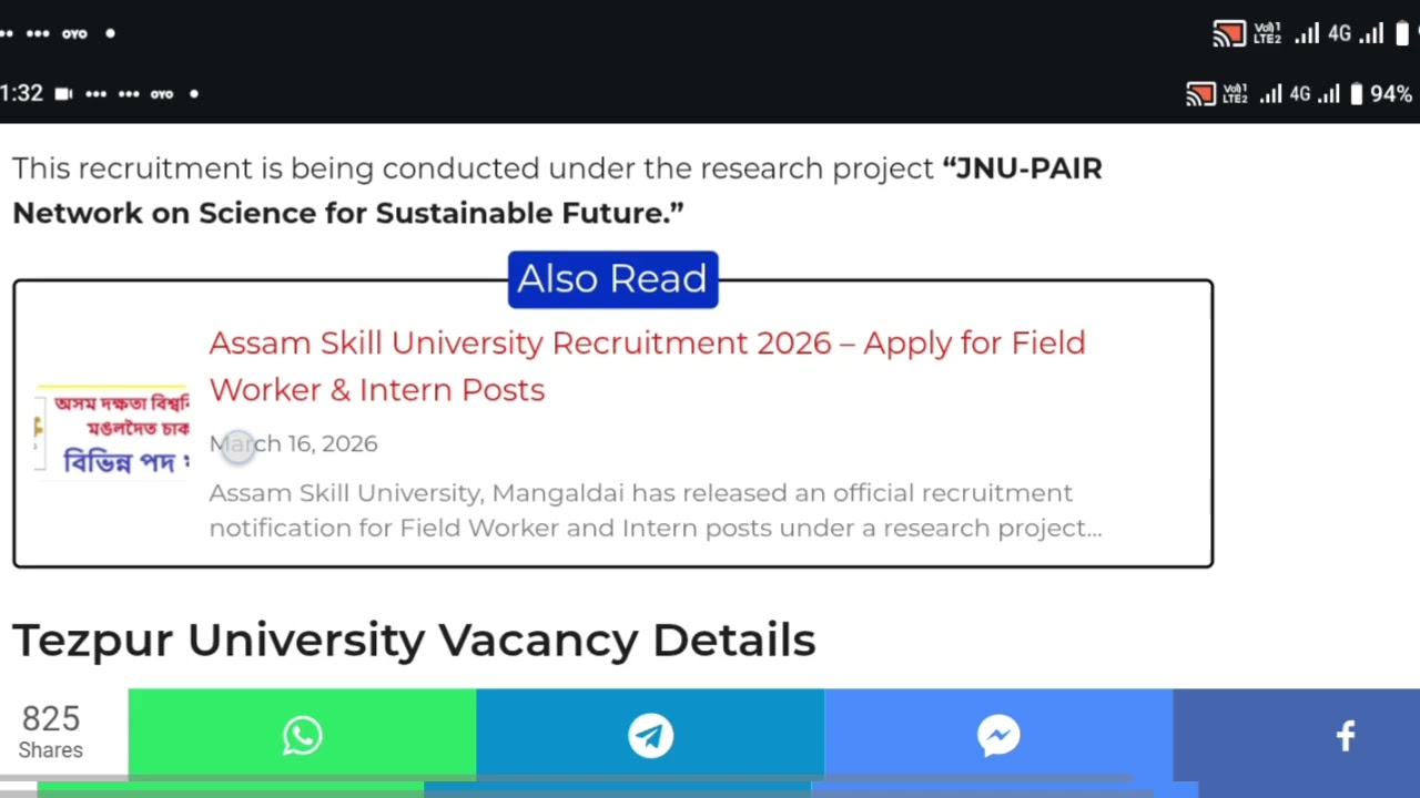 Tezpur University Recruitment 2026 Walk-in Interview // Assam Job Vacancy // Tezpur Job Vacancy