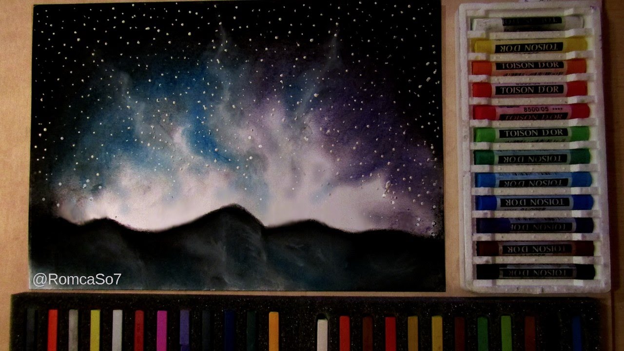 HOW TO DRAW A GALAXY EFFECT - speed drawing with soft pastels