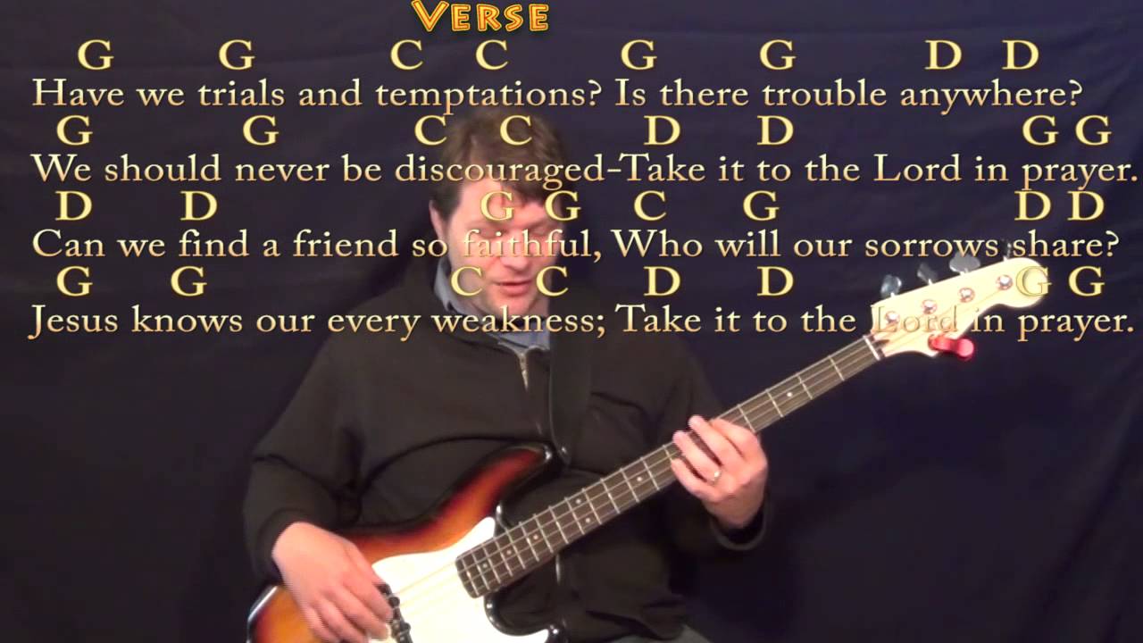 What A Friend We Have in Jesus (HYMN) Bass Guitar Cover Lesson in G with Chords/Lyrics