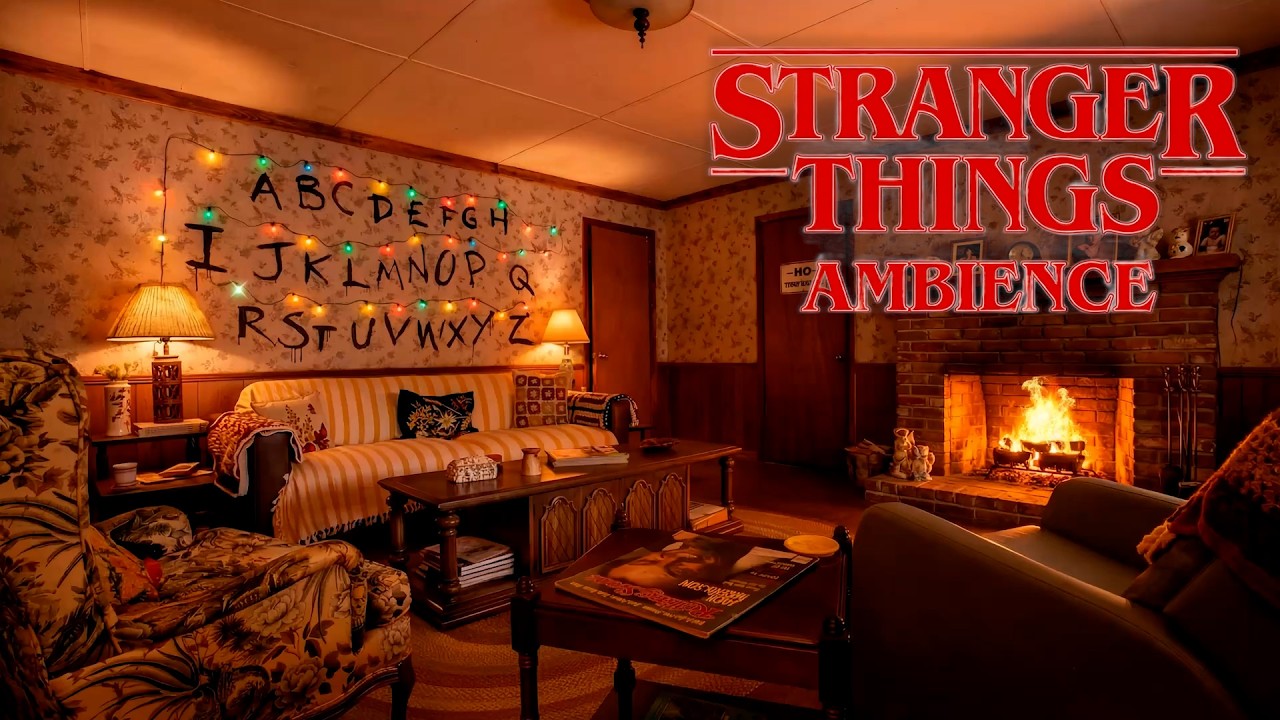 Stranger Things Ambience 🔤 Byers Living Room (Alphabet Wall) | 80s Synth Music for Study & Sleep