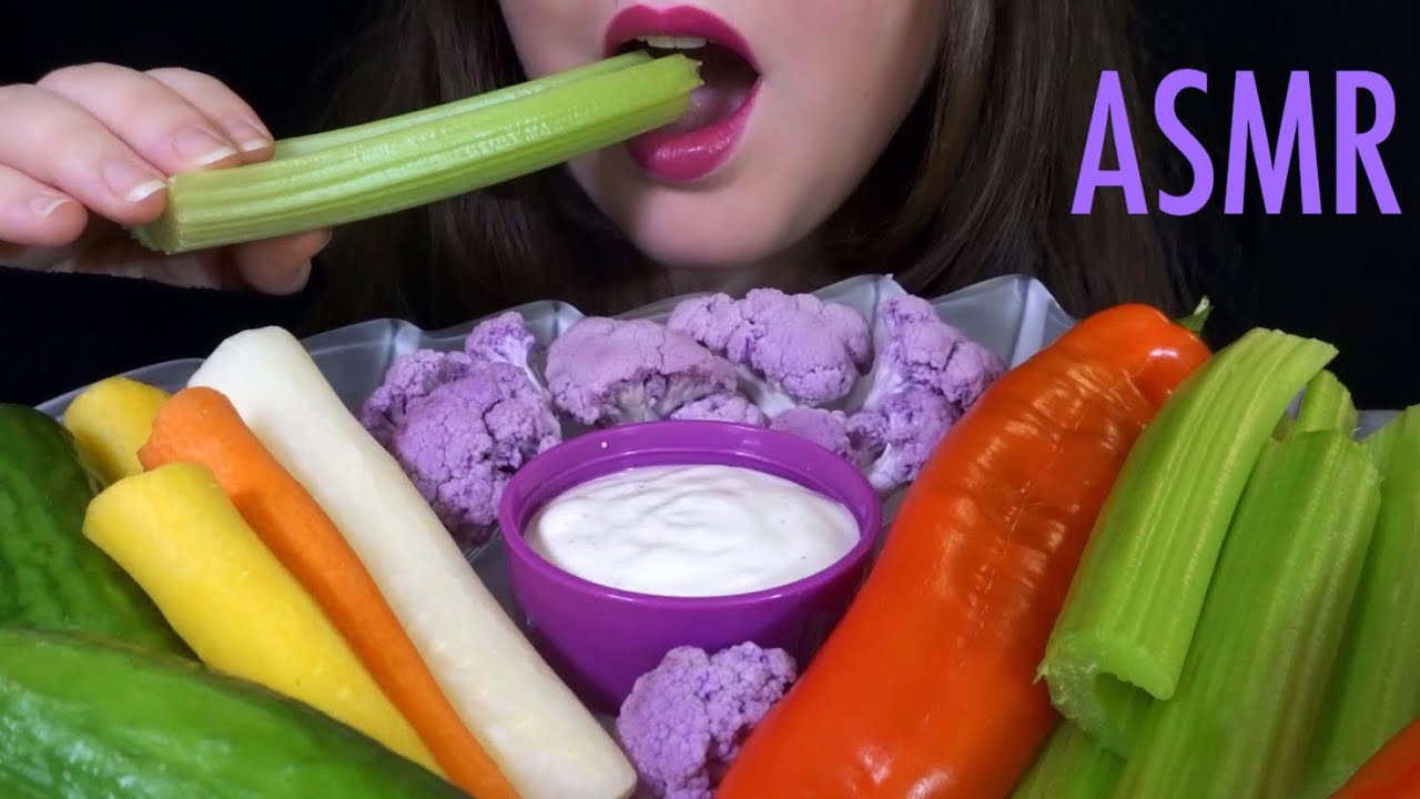 HEALTHY EATING ASMR Raw Veggie Platter - EXTREMELY SATISFYING Crunchy Sounds!