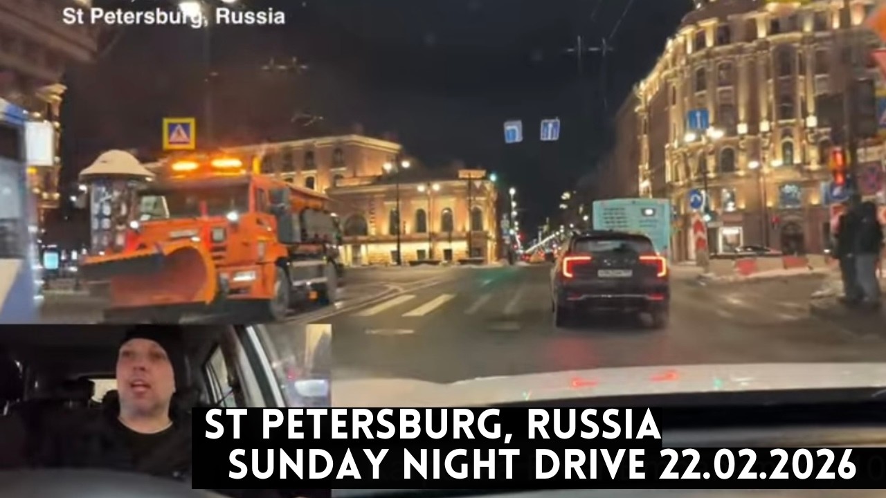 St Petersburg, Russia Sunday Winter Night Drive! Chat and Music | 22.02.2026