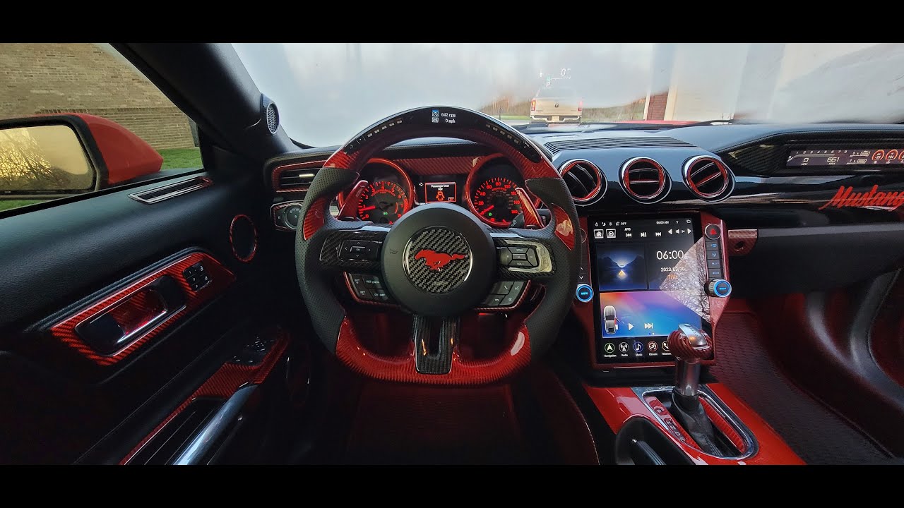 Carbon Fiber Steering Wheel with Display and LED's Install 2016 Mustang GT