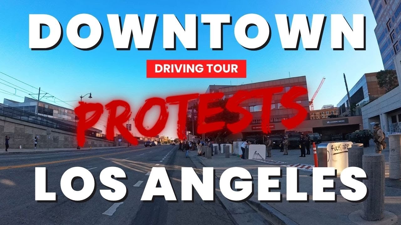 Downtown Los Angeles Driving Tour [4K Ultra HD/60fps] Day 10 of Protests