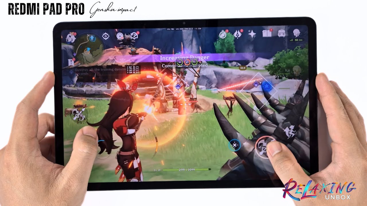 Xiaomi Redmi Pad Pro Genshin Impact Gaming review Snapdragon 7s Gen 2 | FPS & Battery Drain test