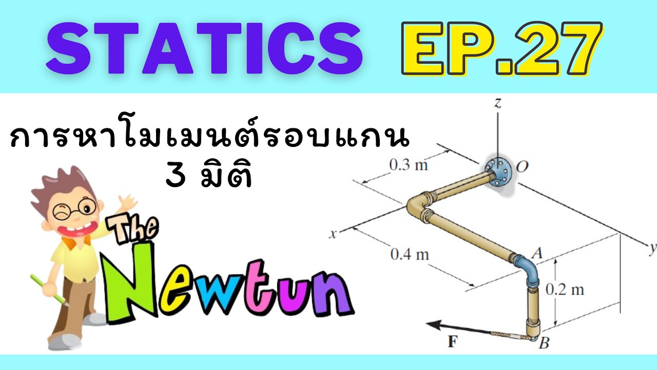 STATICS EP.27 การหาโมเมนต์รอบแกน 3 มิติ (Moment about an Axis 3D)