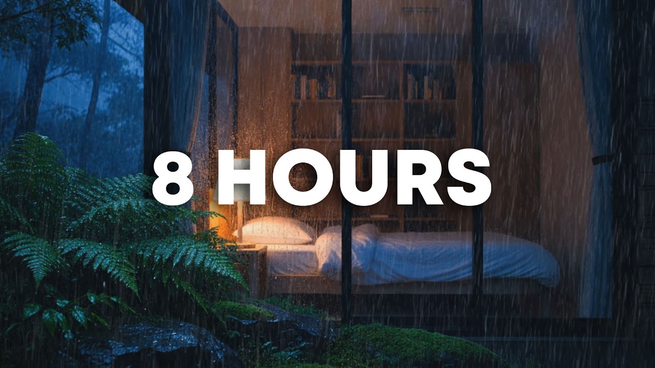 Goodbye Insomnia With Heavy Rain Sound | Cozy Forest Cabin Ambience for Sleep - 8 Hours