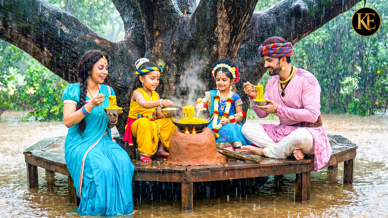 कान्हा और राधा ने बारिश के बीच मैया और बाबा को मैगी बनाकर खिलाई। ||YMKN || Shree Krishan