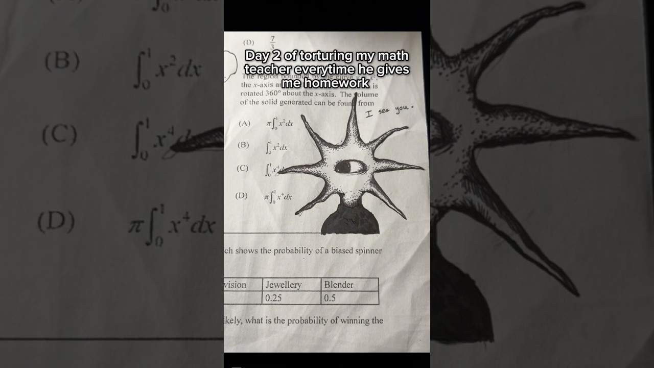 day 2 of torturing my math teacher everytime she gives me homework #art #horror #drawing #shorts