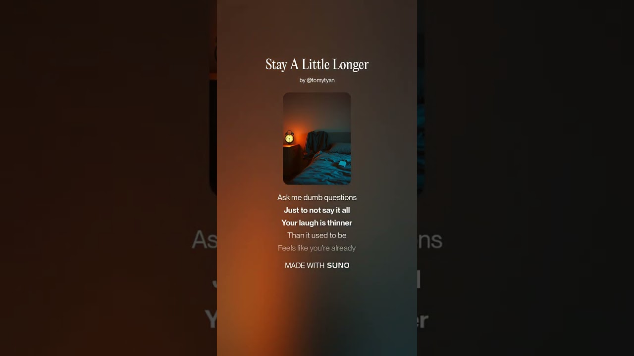 Stay A Little Longer(Official Lyric Video) / AI Female Vocal Ballad癒やし、心地よい、AI音楽