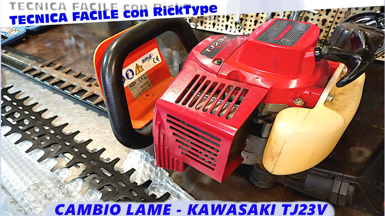 Tagliasiepi Kawasaki Cambio lame ed effettuo la regolazione di lavoro