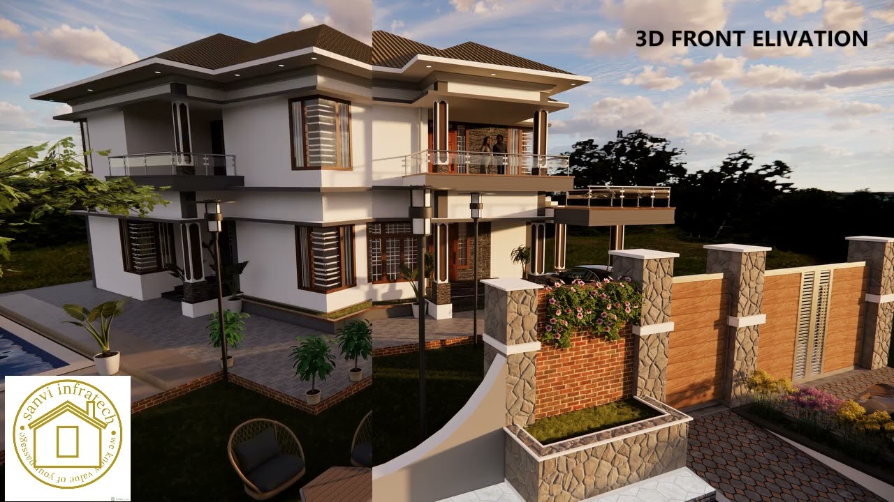 beautiful villa design 40X60 sketchup pro 2021  render in Enscape3.3 .......