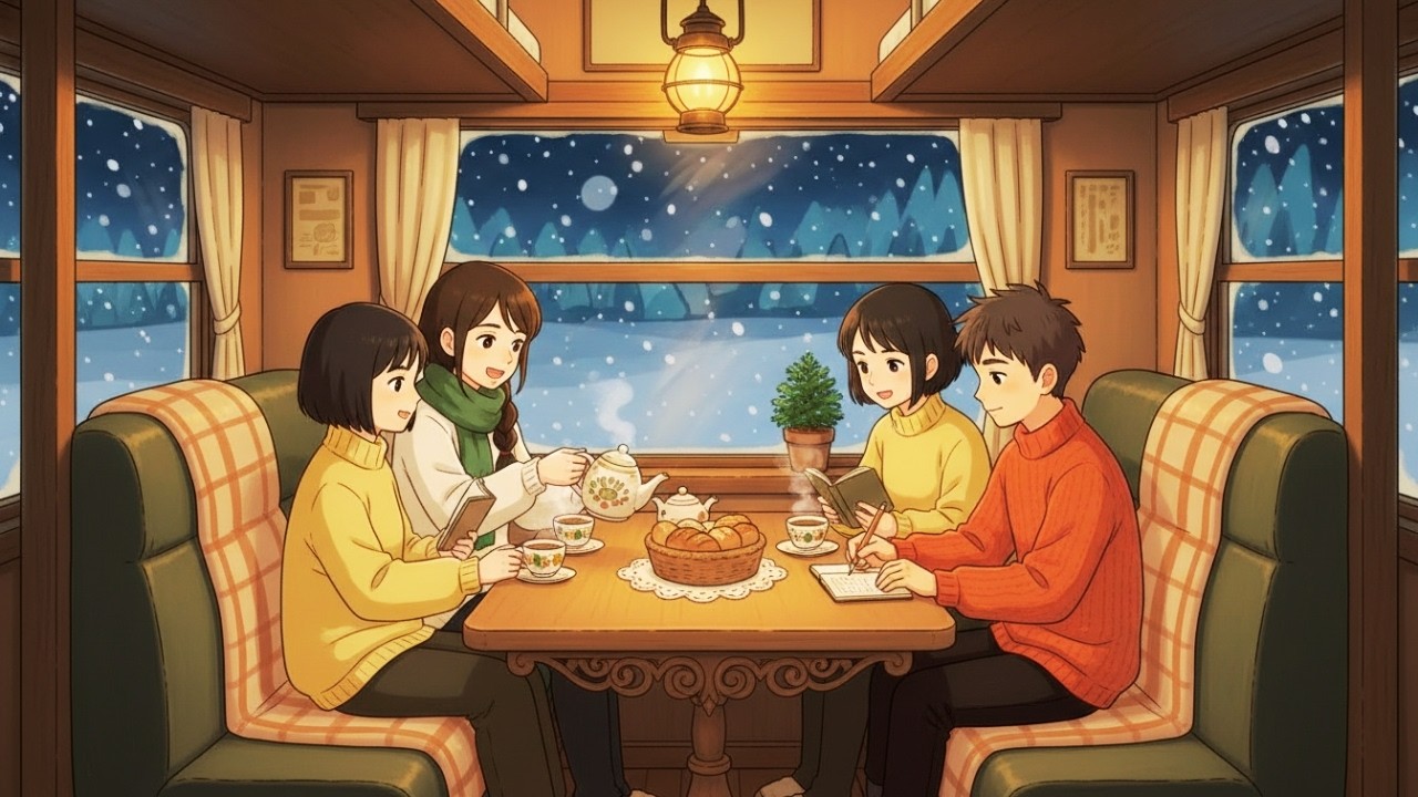 Warm Little Home on a Winter Train | Cozy ASMR Story of Friends Traveling Through Snow | Moonroot