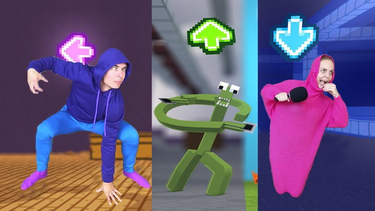 Лучший тест персонажа FNF: геймплей против анимации Minecraft в реальной жизни. Сборник за август...