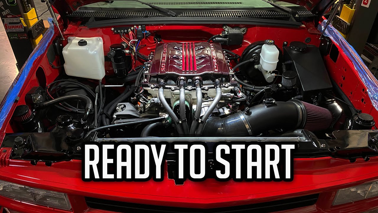 Got the 1000hp LT5 ready to fire up in my 1994 Silverado. Under the hood is now complete!